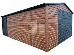 Blechgarage 4x6m Blechgarage Metallgarage Holzoptik Transport + Aufbau gratis ID527 