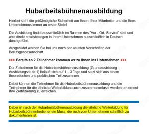 FSKop Hubarbeitsbühnen Lehrgang, Hubarbeitsbühnen Schulung, Arbeitsbühnenschein Bild 4