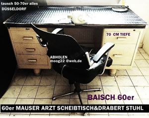 60er mauser arzt metall schreibtisch & stuhl  gerne tausch gegen 60er e guitar amp echo phono trödel