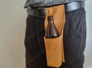 Bierhalfter, Bierholster, Bierhalter, Leder, wildlederoptik