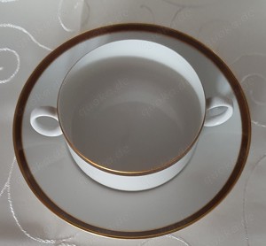 THOMAS Geschirr weiß Mokka- Goldrand 44 Teile Essen Platten Schüsseln Topf Bild 6