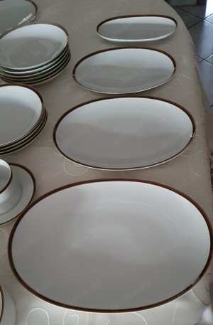 THOMAS Geschirr weiß Mokka- Goldrand 44 Teile Essen Platten Schüsseln Topf Bild 7