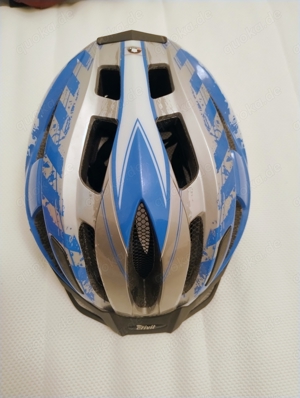 Kinder-Fahrradhelm weiß-silber-blau 49-54cm