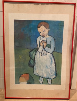 Kunstdruck Picasso Mädchen mit Taube incl. Rahmen - gebraucht