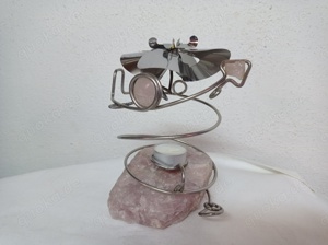 Designer Teelicht Lampe "Rose", Handarbeit ,Unikat,Rosenquarz