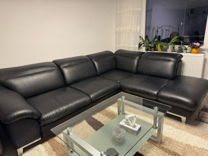 Ecksofa L-Form schwarz mit Bettfunktion