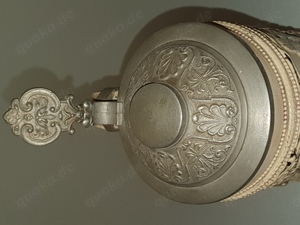 Antik! Rarität! Bierkrug Bierseidel Trompeter von Säckingen Steingut Zinndeckel ca. 100 Jahre Selten Bild 9