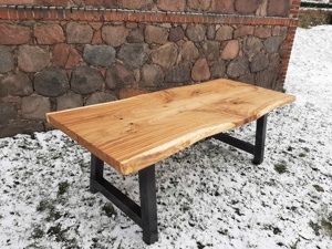 Eichentisch, Bohlentisch, Tisch aus Eichenbohlen, Bohlentisch