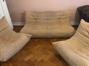 couch set Ligne Roset Togo 3-Sitzer & 2 Sessel gebraucht Sofa Sandrosé