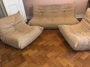 couch set Ligne Roset Togo 3-Sitzer & 2 Sessel gebraucht Sofa Sandrosé Bild 4