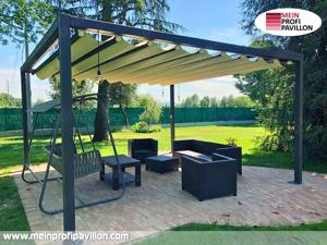 Pergola Schiebedach Pavillon 6x4 Terrassenüberdachung Überdachung Zelt Sonnenschutz Garten Patio Pvc Bild 5