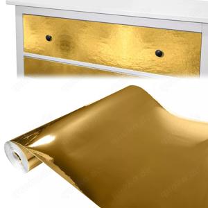 Klebefolie Metallic Spiegeleffekt Glanz Selbstklebend Riffelblech Möbelfolie Muster Gold Metallic