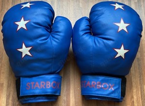 STARBOX Boxhandschuhe blau mit weißen Sternen, gebraucht