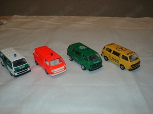 4 alte Schabak VW Bus T3 Miniaturmodell 1:43 neuwerig ohne OVP.