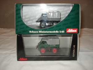 2 alte Schuco Unimog 401 Miniaturmodell 1:43 neuwerig unbespielt