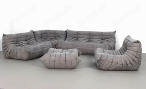 Togo Ligne Roset beton grau Alcantara, 5-teilig, neuwertig!
