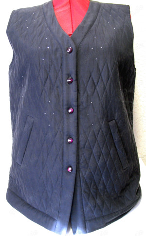 Elegante gesteppte Weste Gr. M dunkelblau mit Strass und Rautenstruktur - NEU
