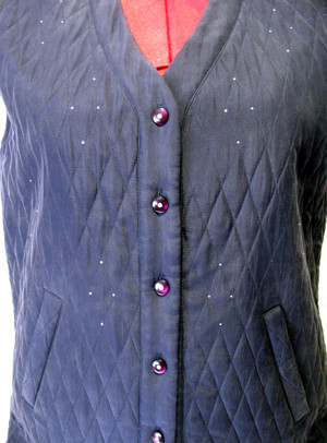 Elegante gesteppte Weste Gr. M dunkelblau mit Strass und Rautenstruktur - NEU Bild 2