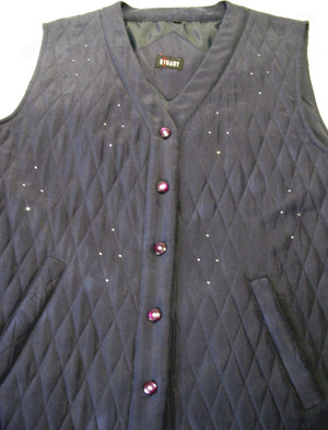 Elegante gesteppte Weste Gr. M dunkelblau mit Strass und Rautenstruktur - NEU Bild 3