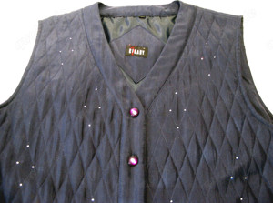 Elegante gesteppte Weste Gr. M dunkelblau mit Strass und Rautenstruktur - NEU Bild 4