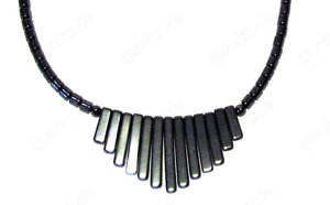 Halskette - dunkelgrau - silbrig glänzend - Modeschmuck - 80er Jahre - gut erhalten