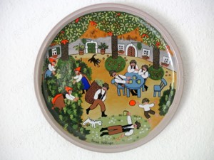 4 Wandteller aus Keramik (Frühling, Sommer, Herbst, Winter)