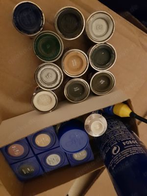 19 teile konvolut paket REVELL modell bau farben emaille u a spachtel pinselrein kleber 