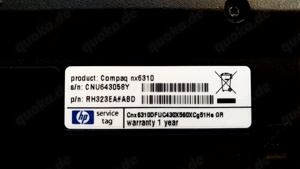 Retro 2006: HP Compaq nx6310 schwarz, Zustand gut, voll funktionsfähig Bild 5