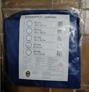 Sandkastenabdeckung Plane d= 230cm, 6eck, blau, neu