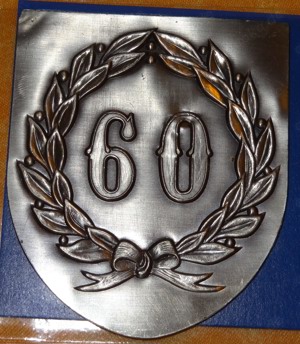 Z Einlage für Gravurschild aus Zinn f Ehrentafel 60igstes Jubiläum noch unbenutzt Plakette