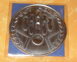 Z Einlage für Gravurschild aus Zinn f Ehrentafel Jubiläum Kegeln noch unbenutzt Plakette