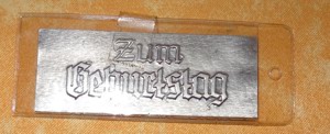 Z Einlage für Gravurschild aus Zinn f Ehrentafel Jubiläum Geburtstag noch unbenutzt Plakette  Hier g
