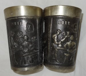 Z Zinnbecher Trinkbecher 2 Stück Alter unbekannt 10 x 7 je ca. 560 Gramm gebraucht