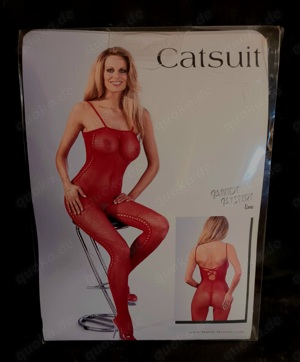 NEU OVP! Netz-Catsuit L   XL rot Ouvert   im Schritt offen  ** auch Kauf getragen möglich ** Versand