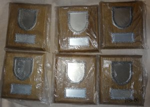 Z Wandtafel mit Zierplatte 6 Stk Ehrenplatte aus Eichenholz ungenutz einwandfrei neuwertig 