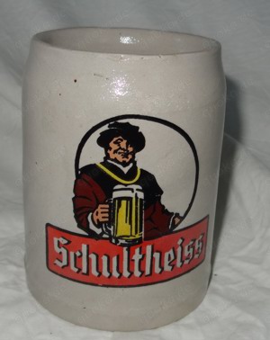 H Bierkrug Schutheiss Bierseidel älterer Krug 0,5 L benutzt gut erhalten Vintage