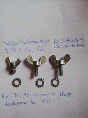 Flügelschrauben M8x10 12 +2Zackenmuttern für Schubkarre  OBI