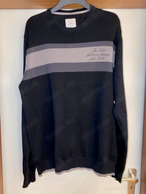 TOM TAILOR Herren Strick Pullover L-XL BW 56,5 Schwarz Streifen Bild 2