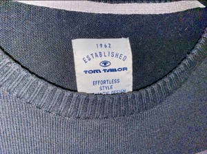 TOM TAILOR Herren Strick Pullover L-XL BW 56,5 Schwarz Streifen Bild 3