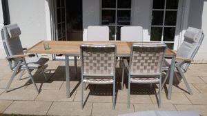 GARPA Teak alu Outdoor Garenmöbel tisch 6 Stühle 1 x Deck chair Bild 2