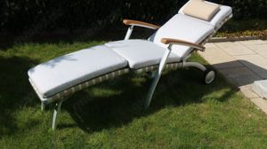 GARPA Teak alu Outdoor Garenmöbel tisch 6 Stühle 1 x Deck chair Bild 3