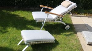 GARPA Teak alu Outdoor Garenmöbel tisch 6 Stühle 1 x Deck chair Bild 4