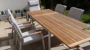 GARPA Teak alu Outdoor Garenmöbel tisch 6 Stühle 1 x Deck chair Bild 5