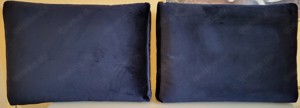 2 große Polsterkissen Velour bzw. Samt Blau Neu Abziehbar