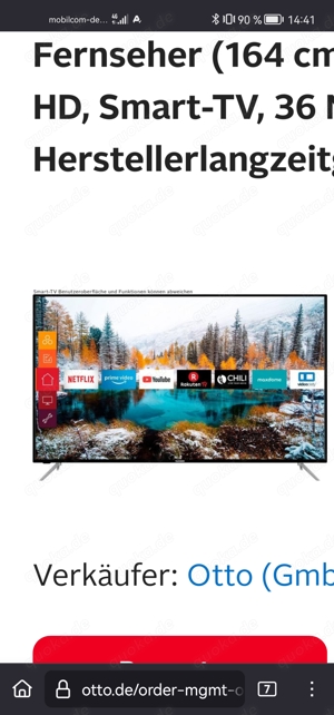 65 Zoll Fernseher inklusive Wandhalterung 