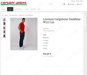 Corbani Jeans Lorenzo Cargohose Darkblue Dunkelblau W33 L34 Herren