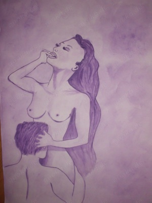 Bild Aquarell Erotik Mann Frau handgemalt