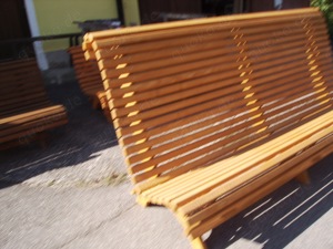 Gartenbank Hausbank Sommerbank Fichte massiv fertig lasiert Bild 9