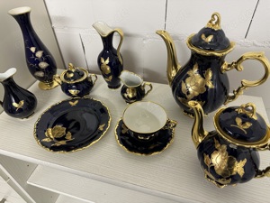 Kaffeegeschirr Bavaria Waldershof Echt Cobalt 22 Karat Gold