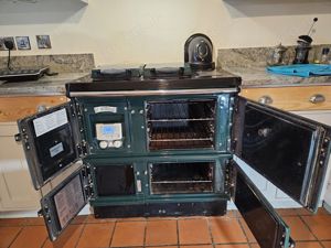 Stanley 100k ölbefeuerte Doppelserie (Herd und Zentralheizung) in grün